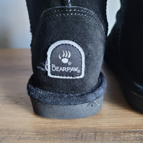Bearpaw Black Suede Faux Fur Lined Above Ankle Warm Boots Sz 6 - Picture 9 of 14